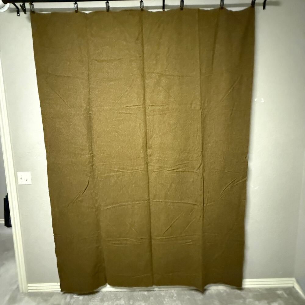 Vtg 1951 100% wool Army blanket - Pristine condition! Drab olive green 89 x 66